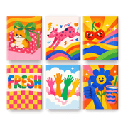 6 Mini Paintings - Rainbow Joyful Moments