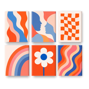 6 Mini Paintings - Retro Floral Vibes