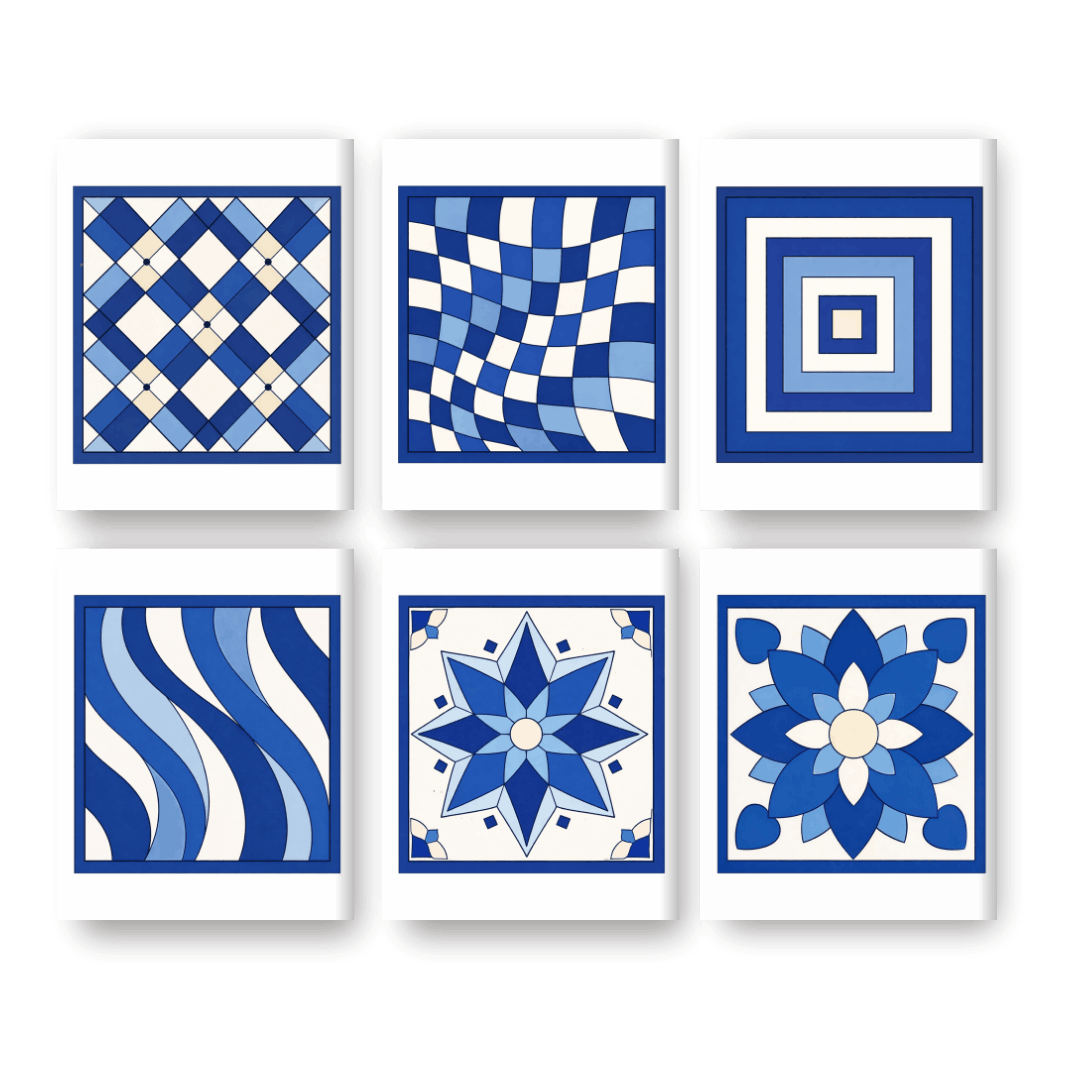 Delft Blue Patterned Tiles | Mini Set
