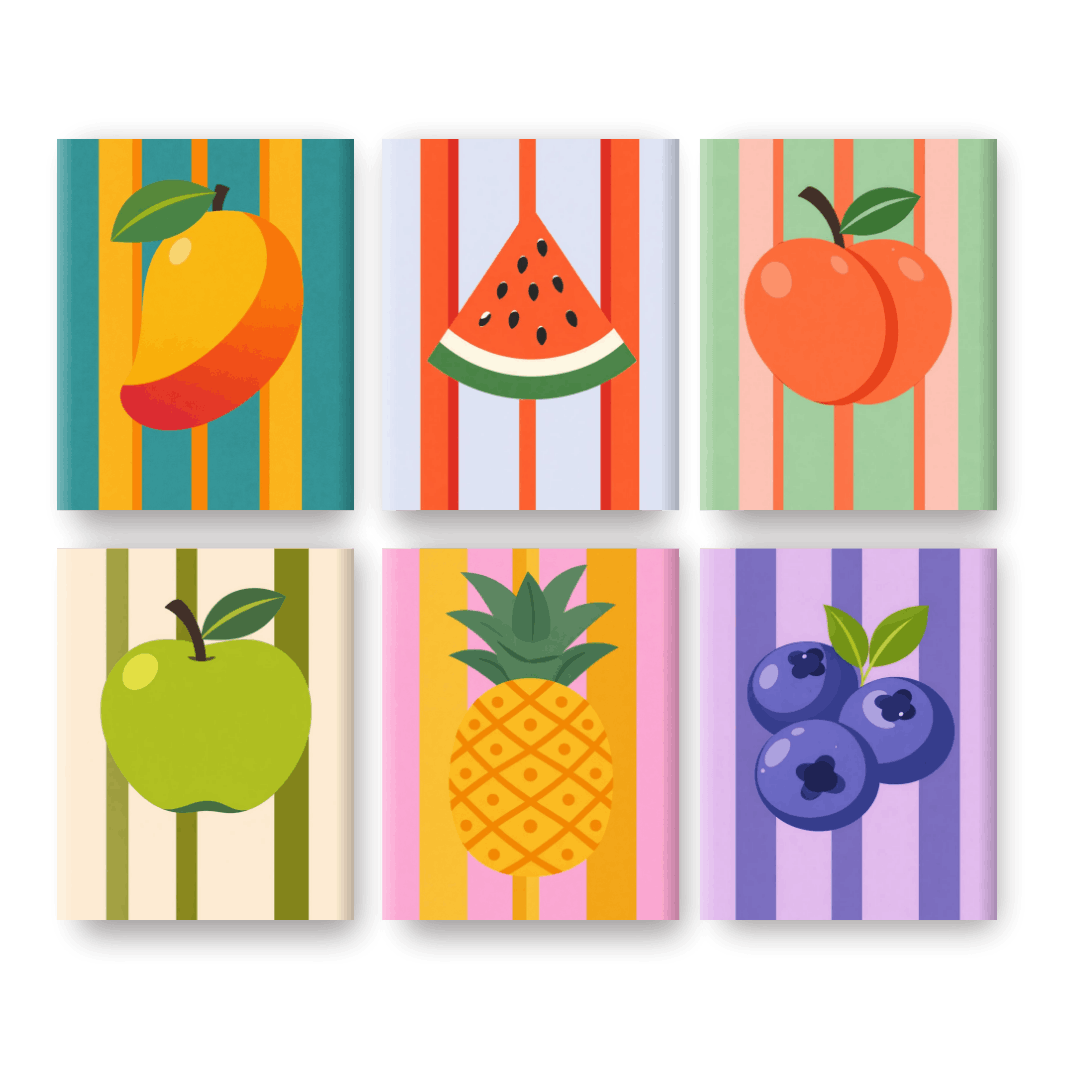6 Mini Paintings - Juicy Fruit Fiesta