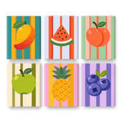 6 Mini Paintings - Juicy Fruit Fiesta