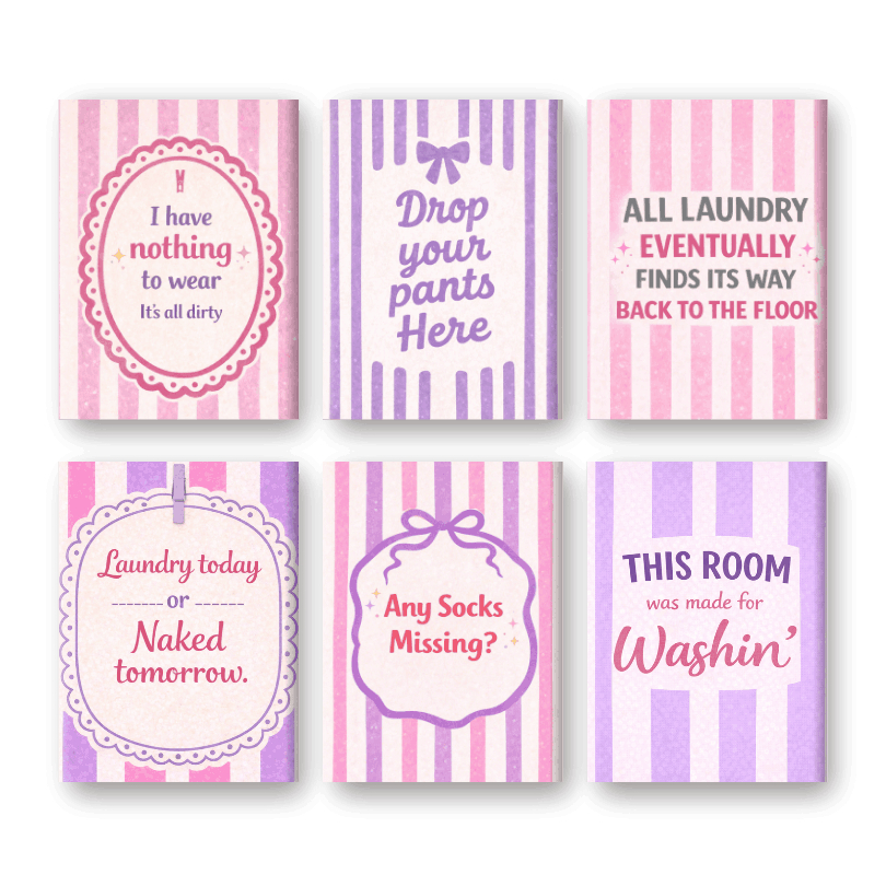 6 Mini Paintings - Laundry Room Quotes
