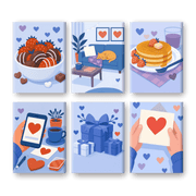 6 Mini Paintings - Serene Blue Valentines