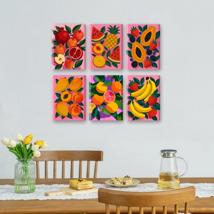 6 Mini Paintings - Tropical Fruit Palette