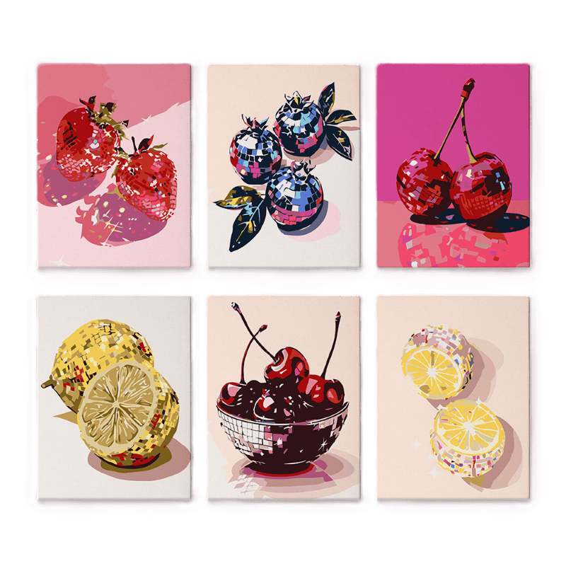 6 Mini Paintings - Fruit Fiesta