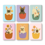 6 Mini Doodles of Dogs & Blooms