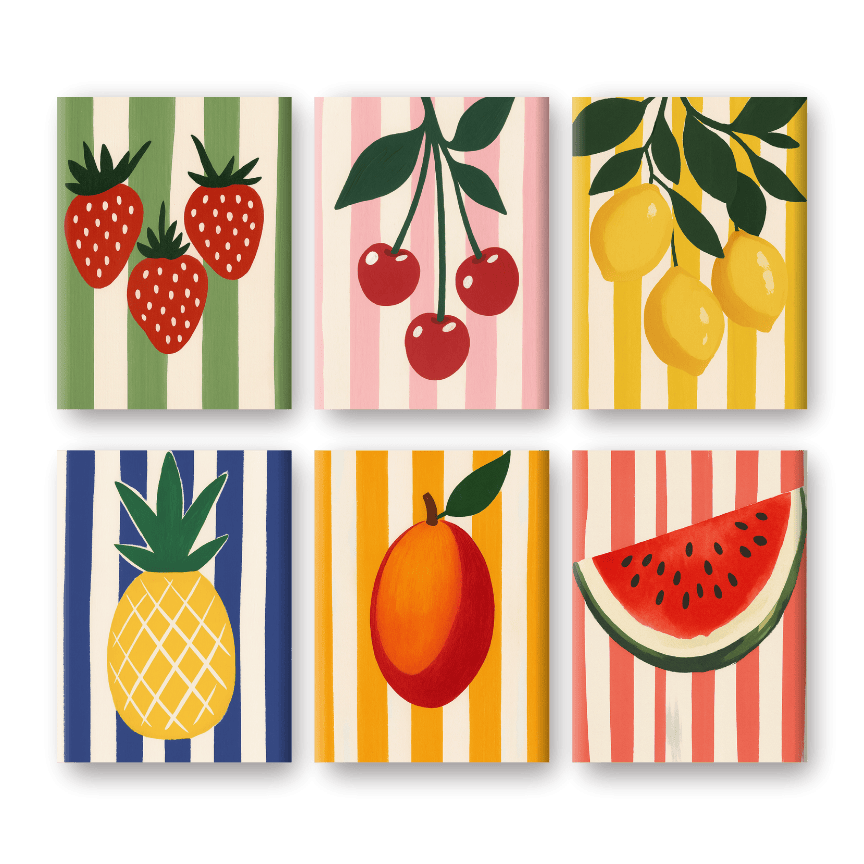 Vibrant Fruits Mini Paintings Set