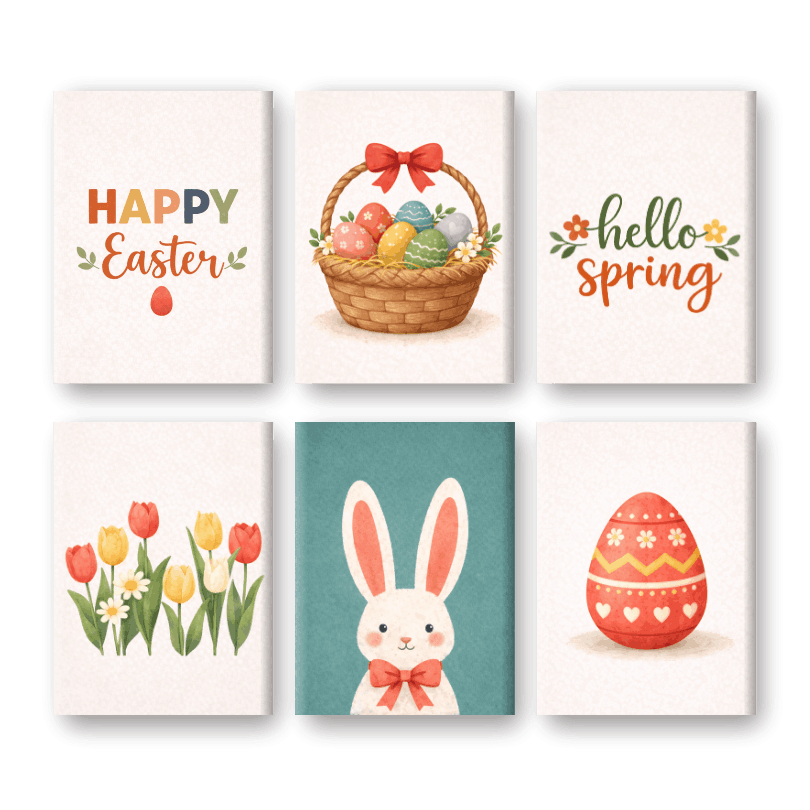 6 Mini Paintings - Easter Happiness