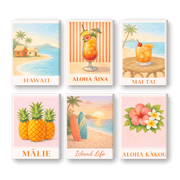 6 Mini Paintings - Hawaiian Paradise Vibes