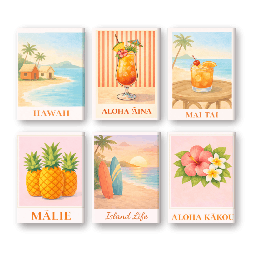 6 Mini Paintings - Hawaiian Paradise Vibes