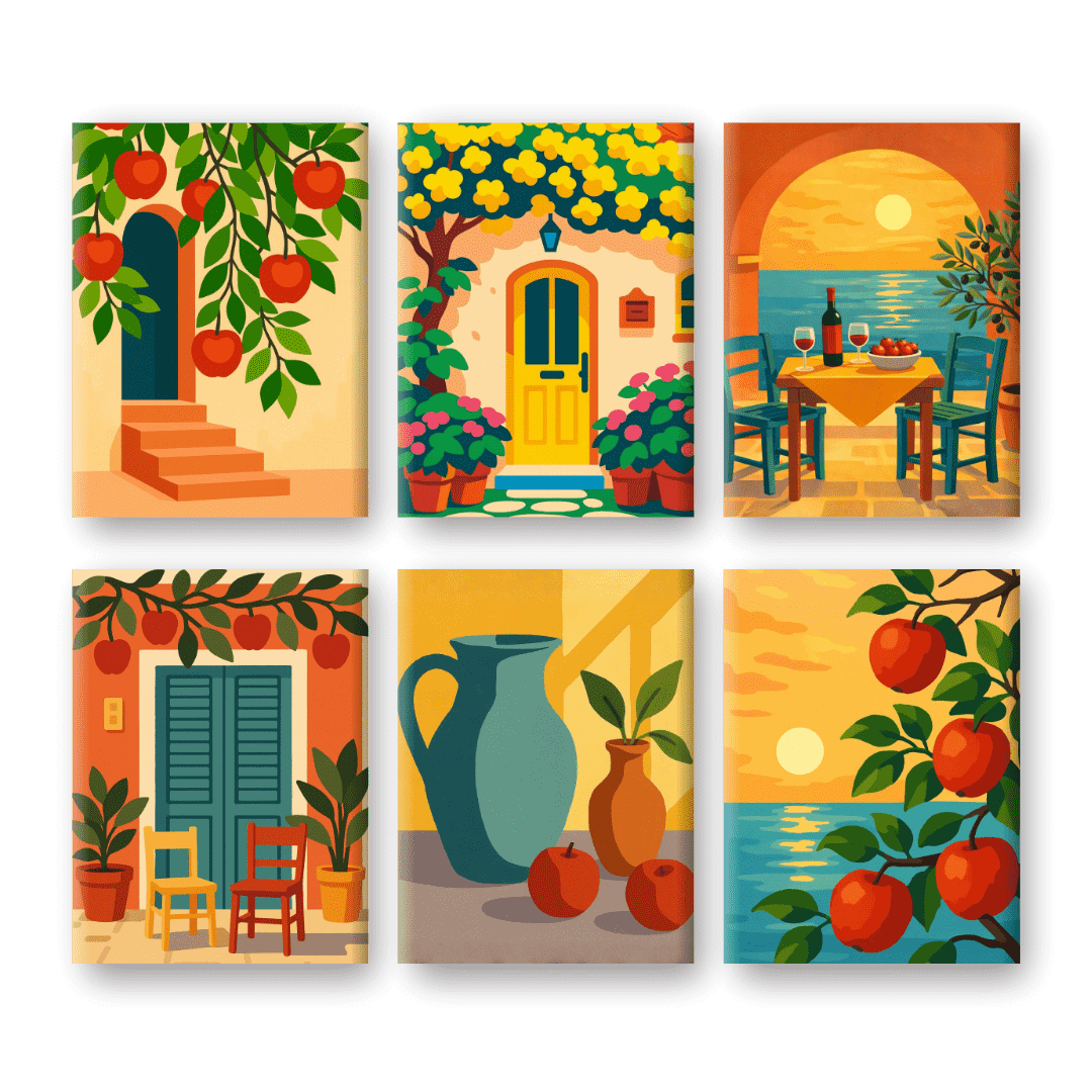 6 Mini Paintings - Italian Sunshine