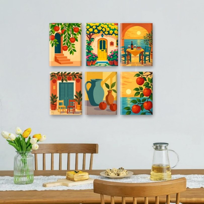 6 Mini Paintings - Italian Sunshine