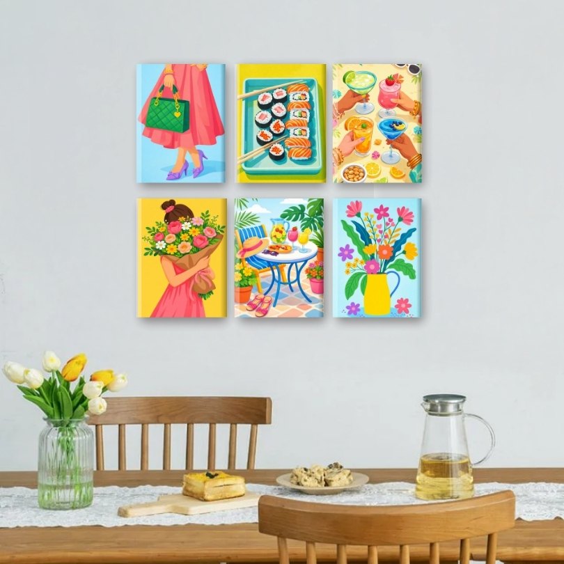 6 Mini Paintings - Springtime Splash