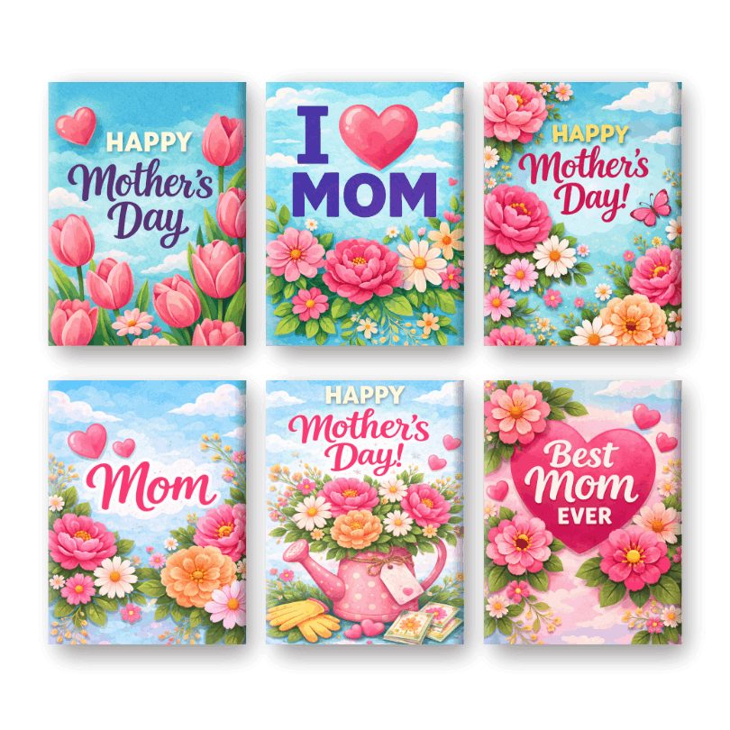 6 Mini Paintings - Mother's Day Blooms