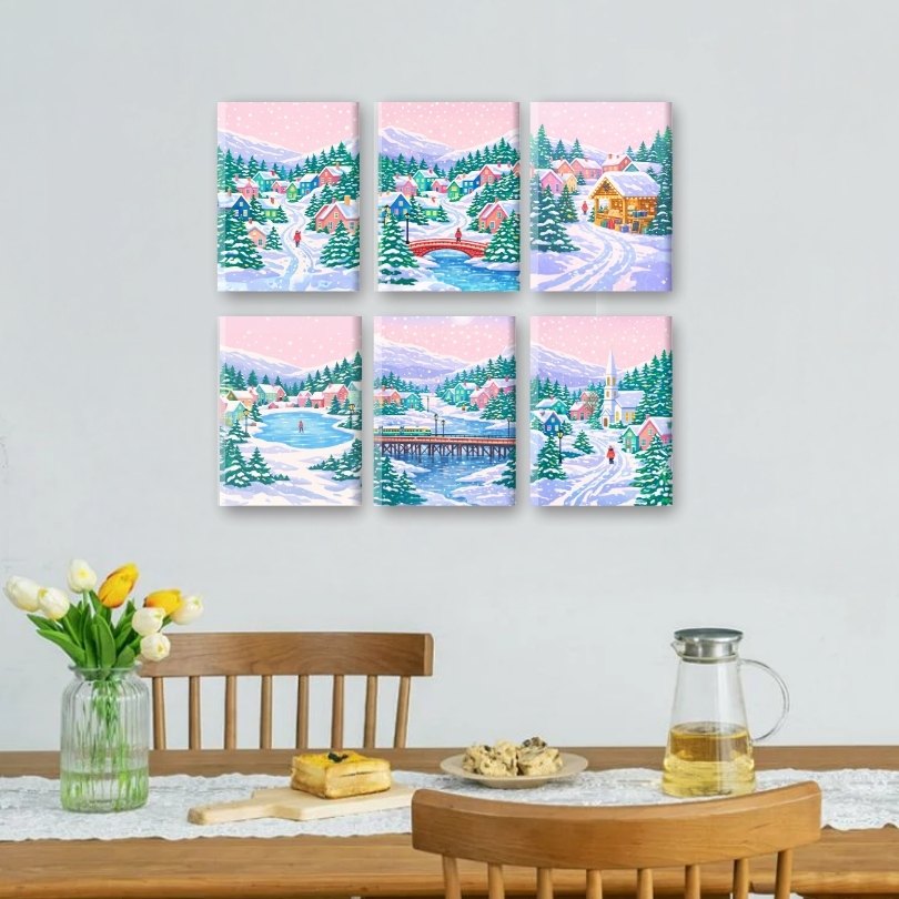 Snowy Village Escape | Paint by Number