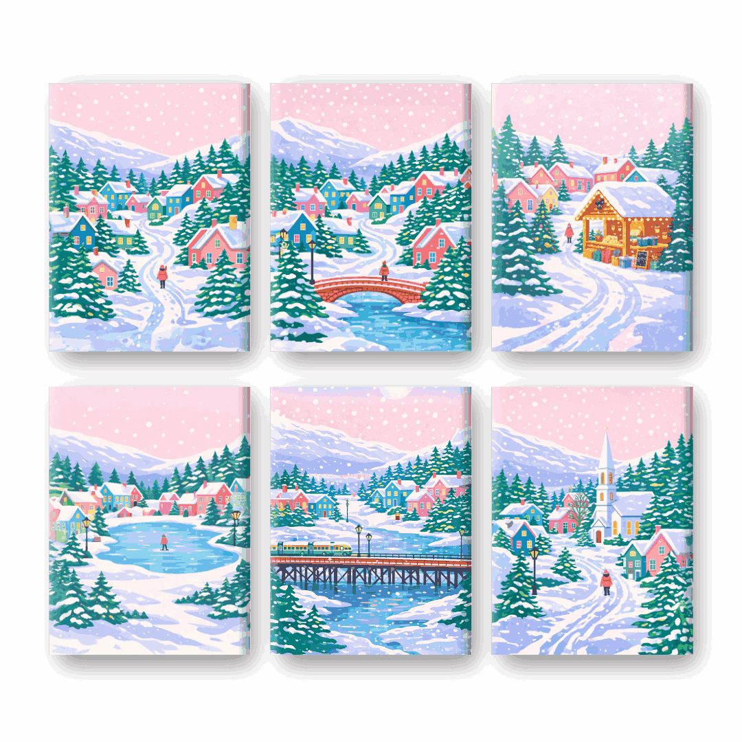 Snowy Village Escape | Paint by Number