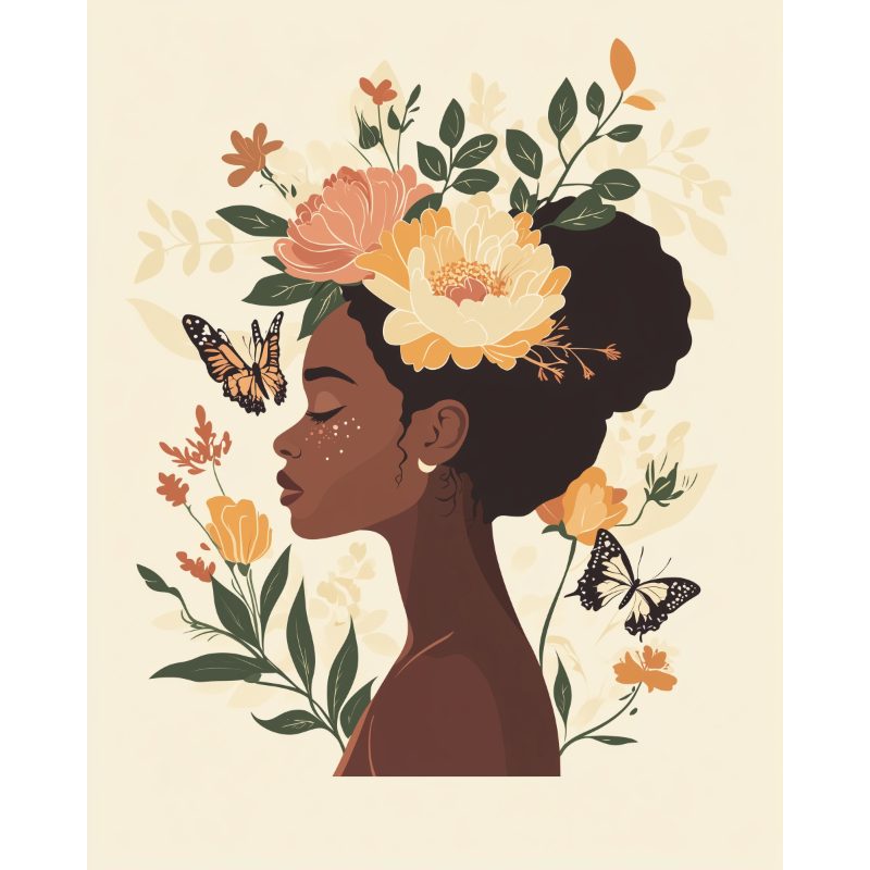 African Beauty in Flowers