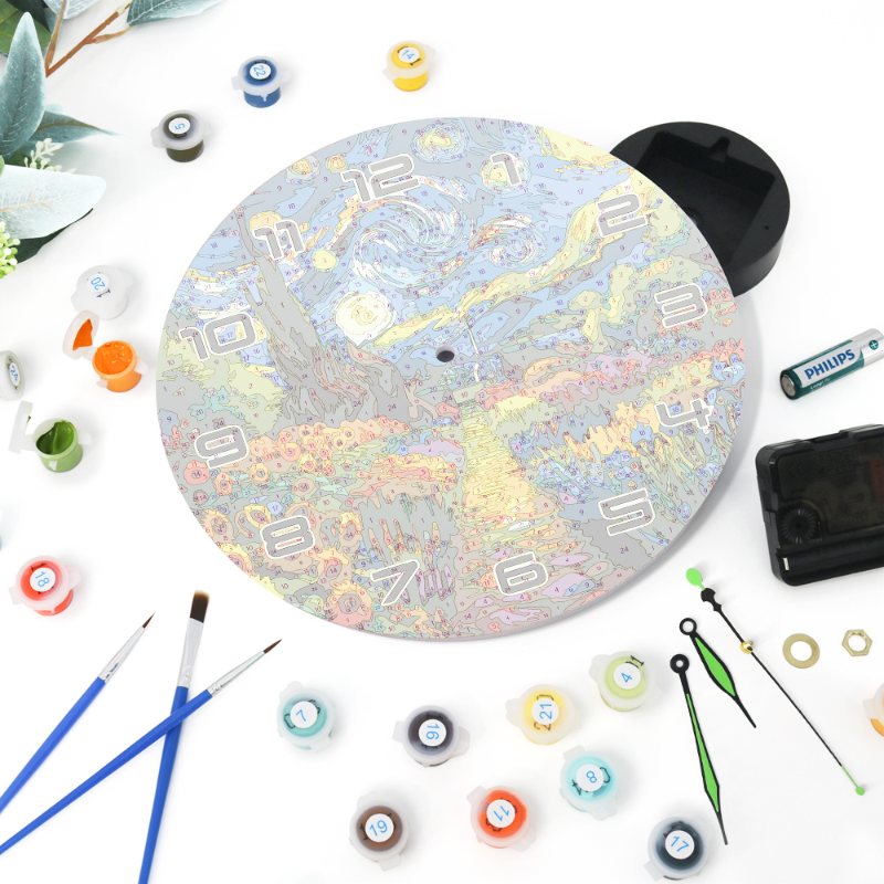 Starry Night & Blossoming Fields Clock