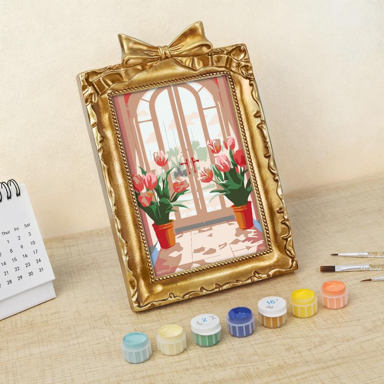 Tulip Escape: Vibrant Door Scene