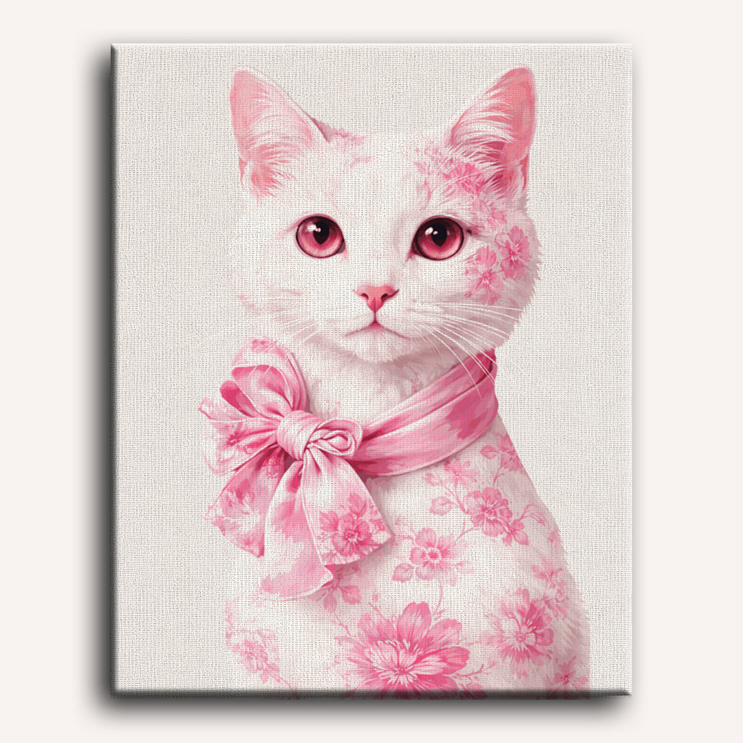 Pink Delft Cat | Paint by Number