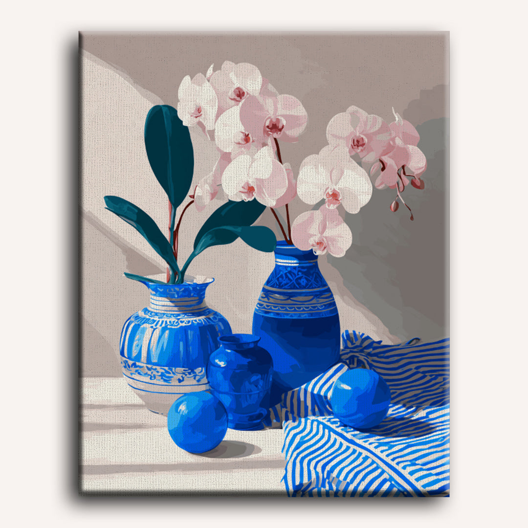 Elegant Orchid & Porcelain Vase