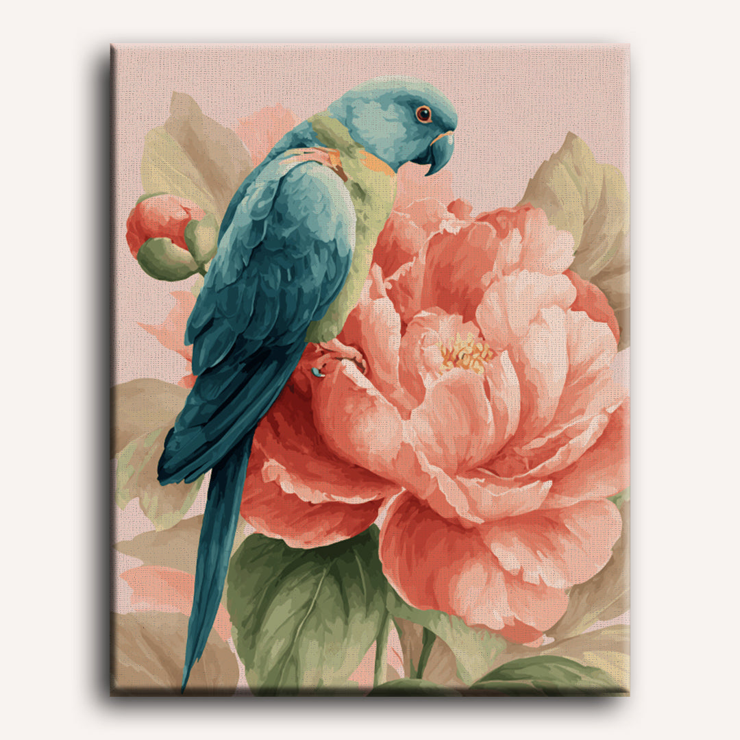 Peony Perch: Birds Among Blossoms