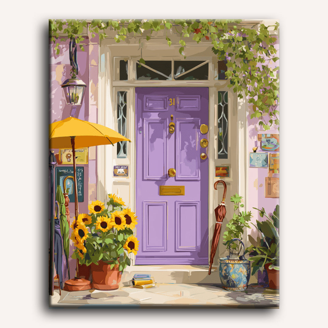 Purple Sunlit Door | Paint by Number