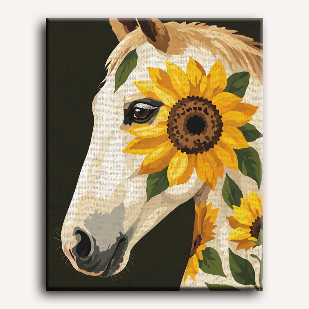 Sunflower Mare: Equine Floral Portrait