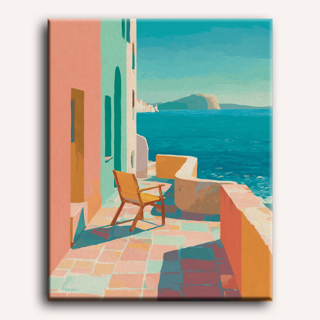 Sunlit Mediterranean Patio Scene