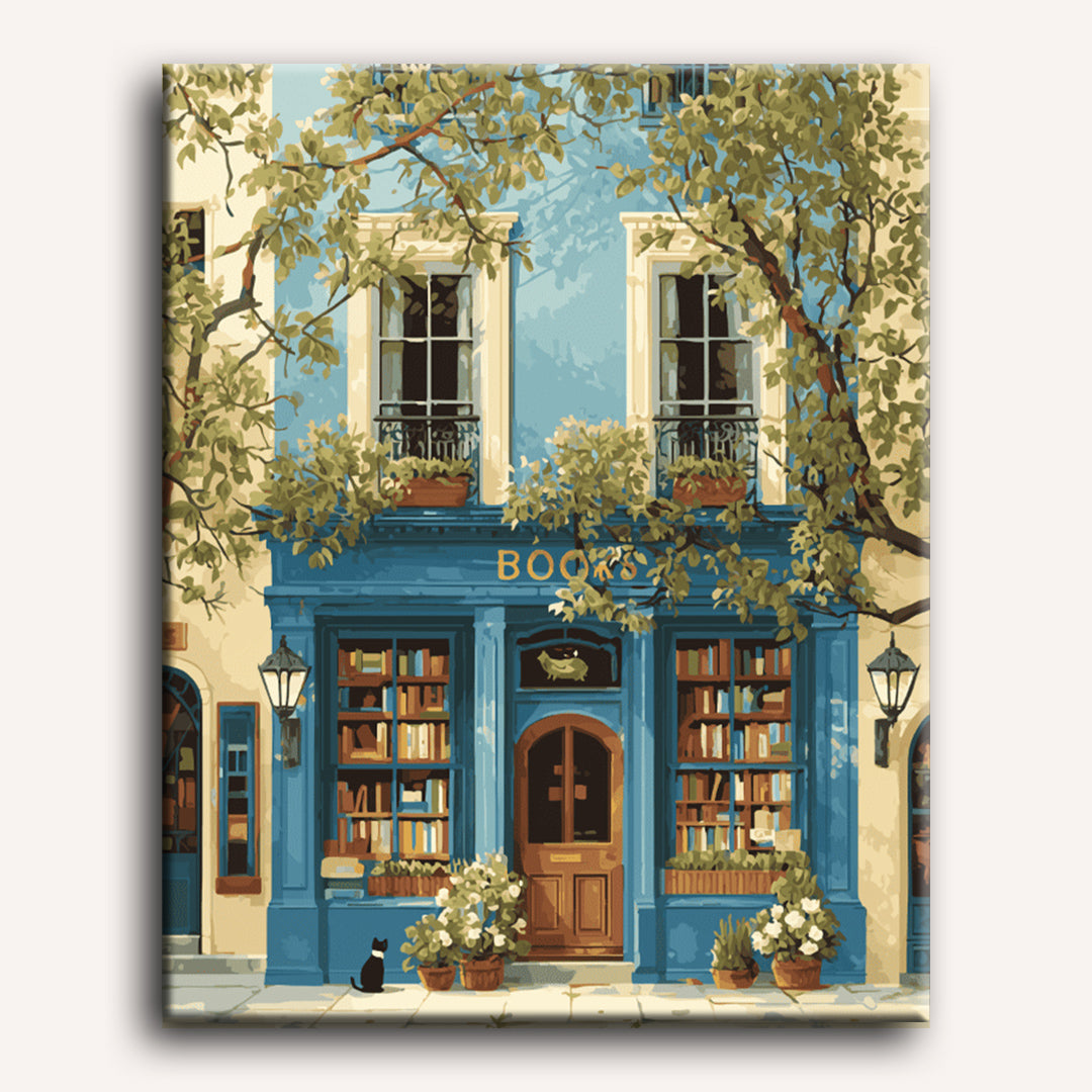 Blue Bookstore Charm | Paint by Number