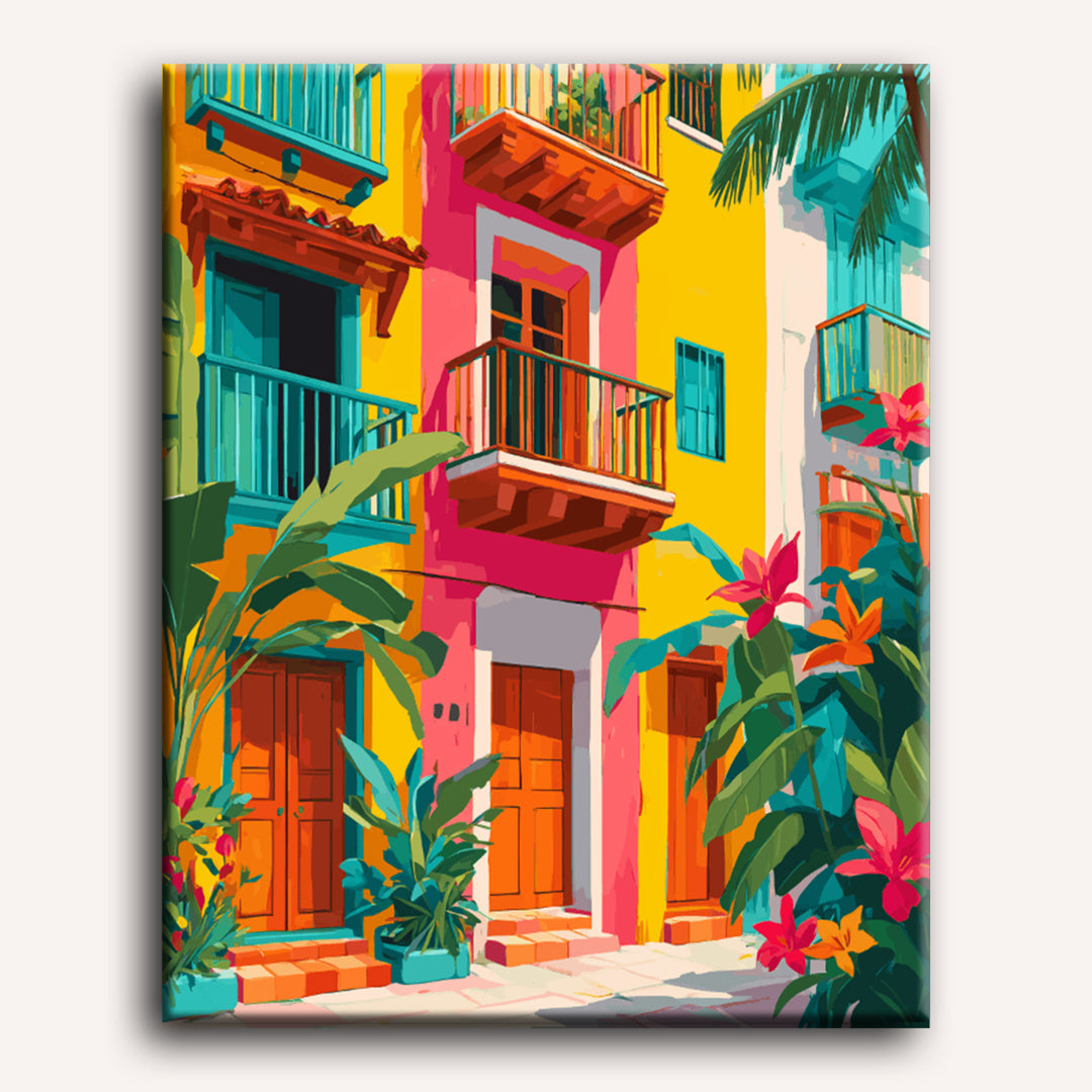 Tropical Cityscapes in Bright Hues