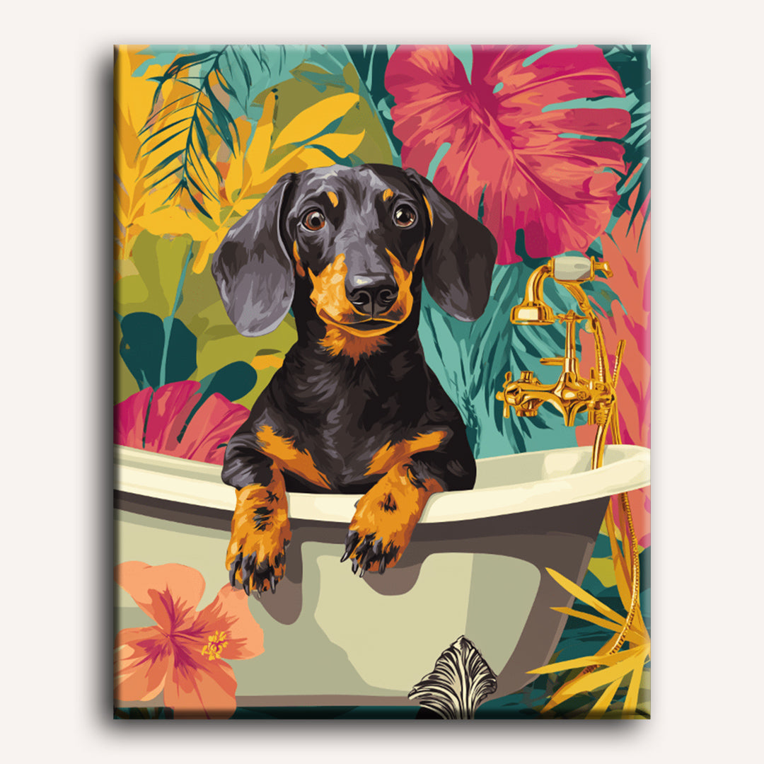 Tropical Dachsund Delight | Paint by Number
