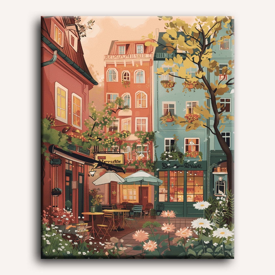 Springtime Urban Garden Scene