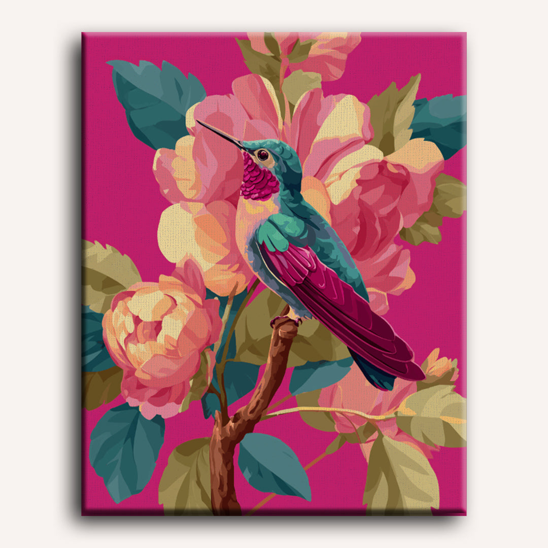 Pink Hummingbird in Flight